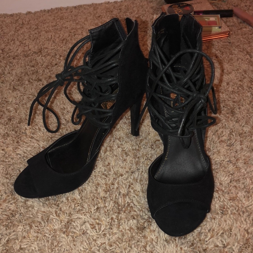 Black Tie Up High Heels